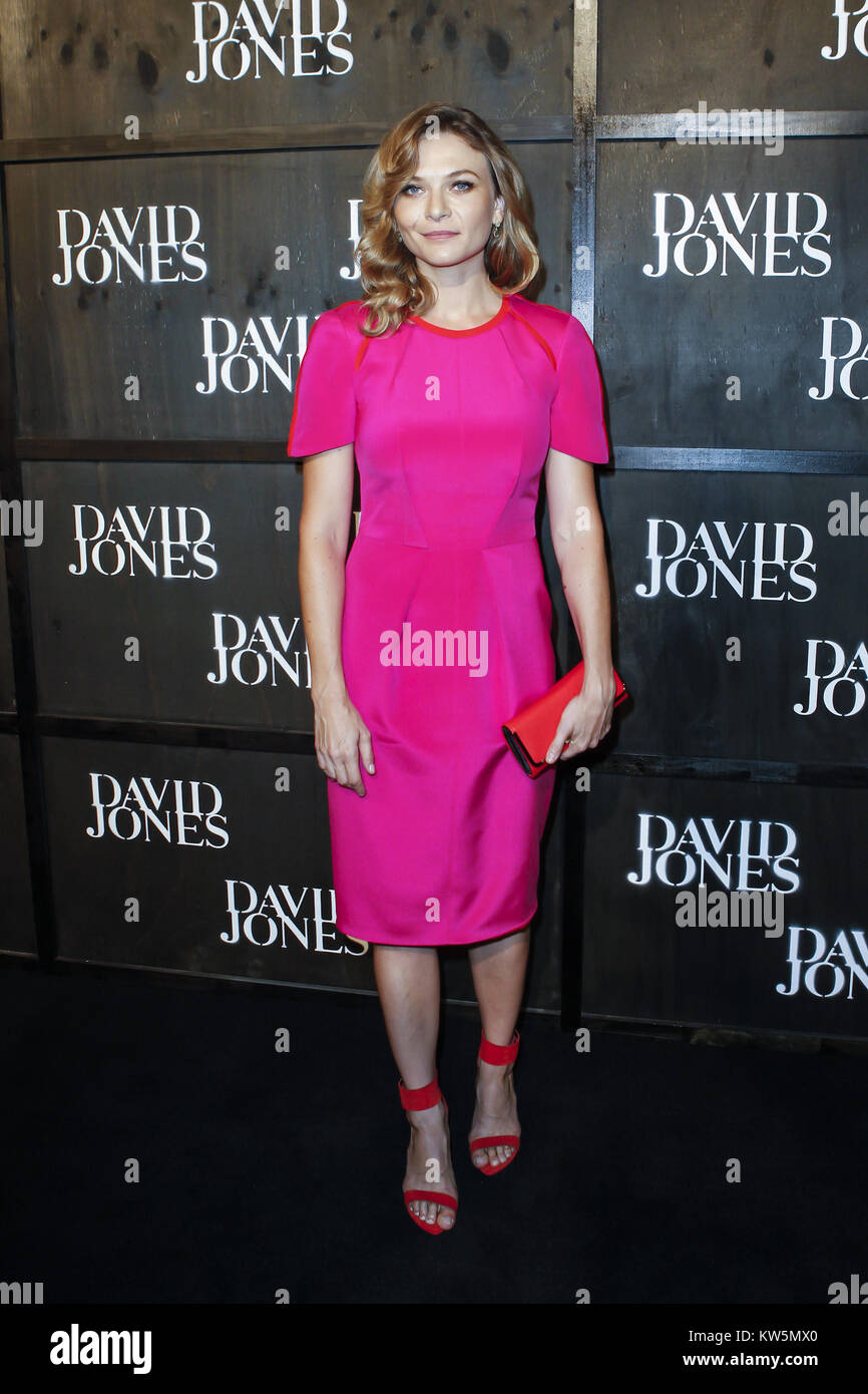 SYDNEY, AUSTRALIE - 29 janvier : Leanna Walsman arrive à la David Jones a/W 2014 Lancement de la collecte à la David Jones Elizabeth Street Store le 29 janvier 2014 à Sydney, Australie People : Leanna Walsman Banque D'Images