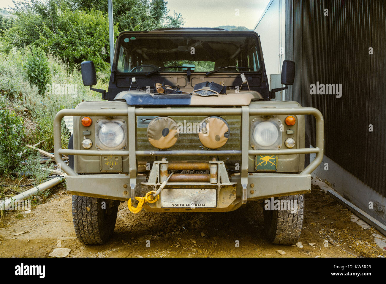 Land Rover Defender 110 militaires, l'Australie du Sud, Australie Banque D'Images