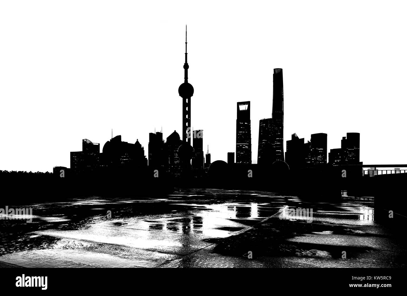 La ville de Shanghai skyline, silhouette de Chine paysage urbain. Banque D'Images