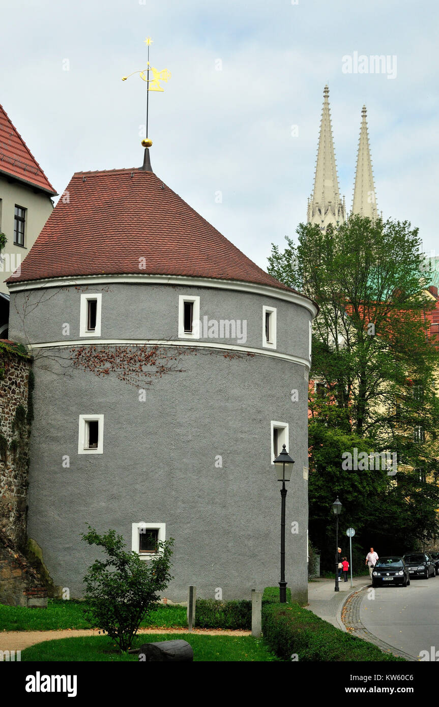 La fortification de la ville, bastion du boeuf Goerlitzer, Vieille Ville Stadtbefestigung Ochsenbastei, Goerlitzer Altstadt Banque D'Images