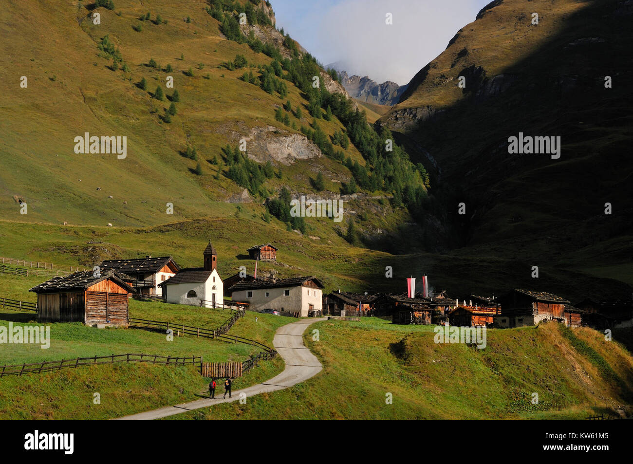 Alp Tyrol du Sud village de Fane, Suedtirol Almdorf Fane Banque D'Images