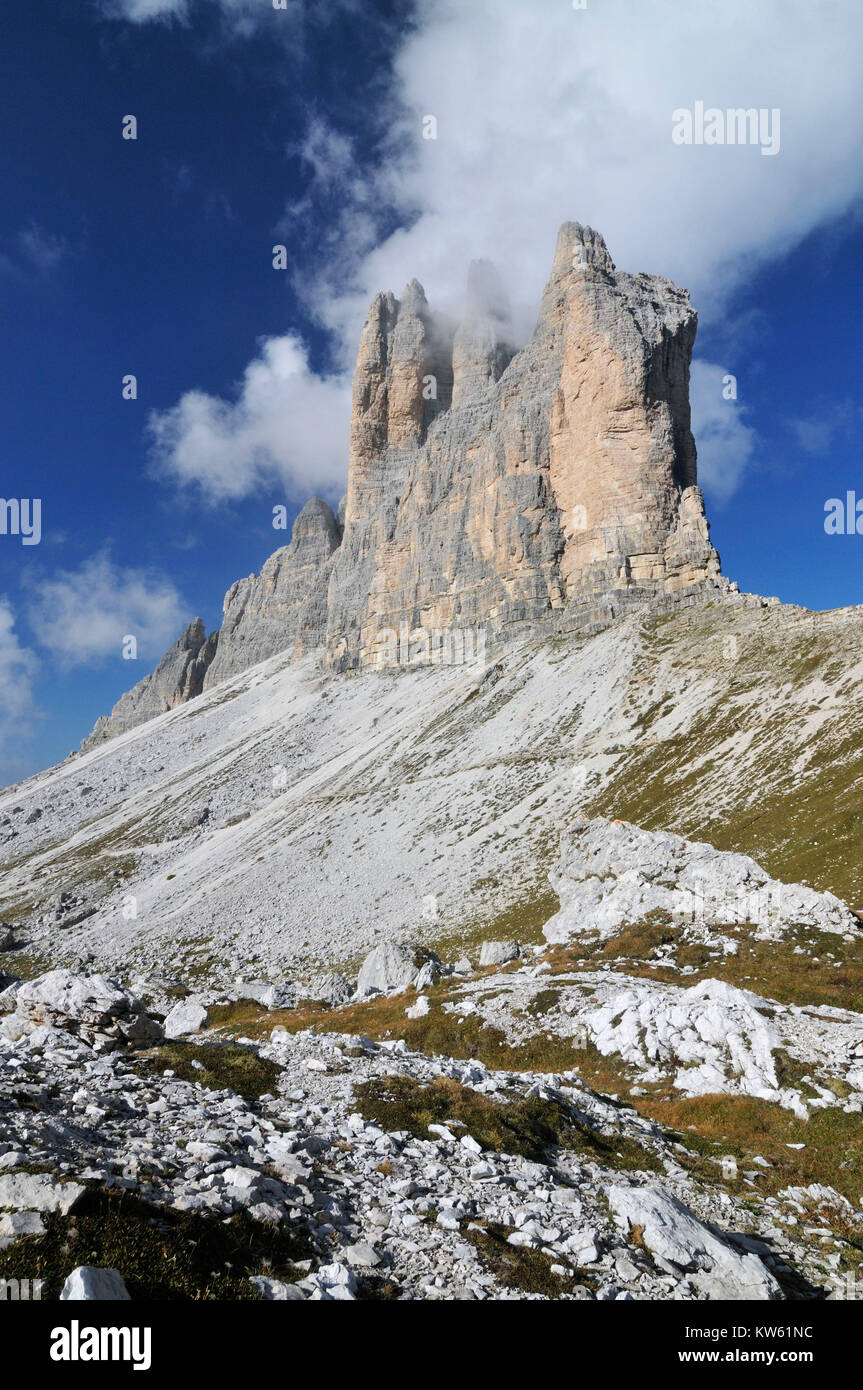 Les Dolomites Trois merlons, Dolomiten Drei Zinnen Banque D'Images