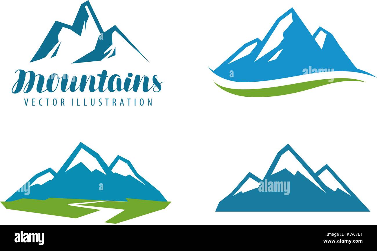 Montagnes, logo ou l'étiquette rock. Alpinisme, Escalade, alpinisme. Vector illustration Illustration de Vecteur