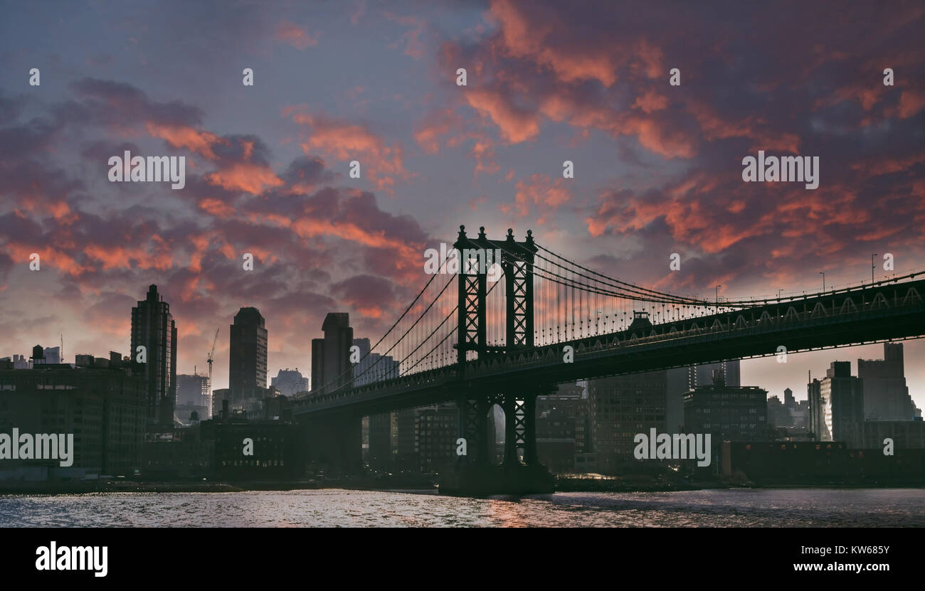 La ville de New York, Manhattan Bridge image Banque D'Images