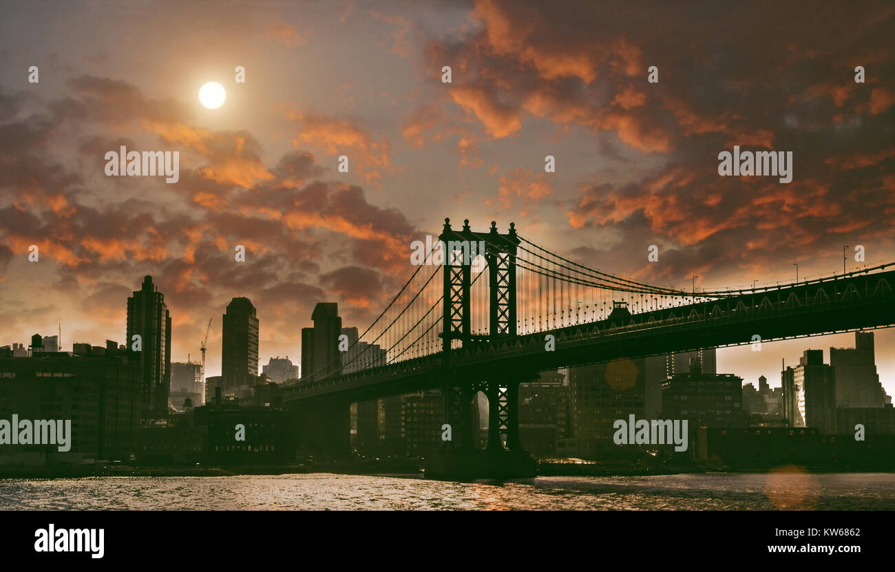 La ville de New York, Manhattan Bridge image Banque D'Images