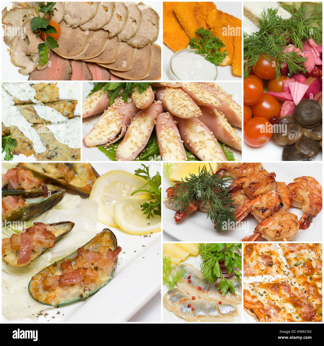 Collage des aliments - gourmet apéritif et snack au restaurant Banque D'Images