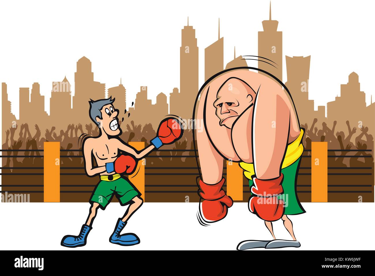 En boxe, la taille n'importe pas du tout de gagner la foule bénéficiant d'illustration Illustration de Vecteur