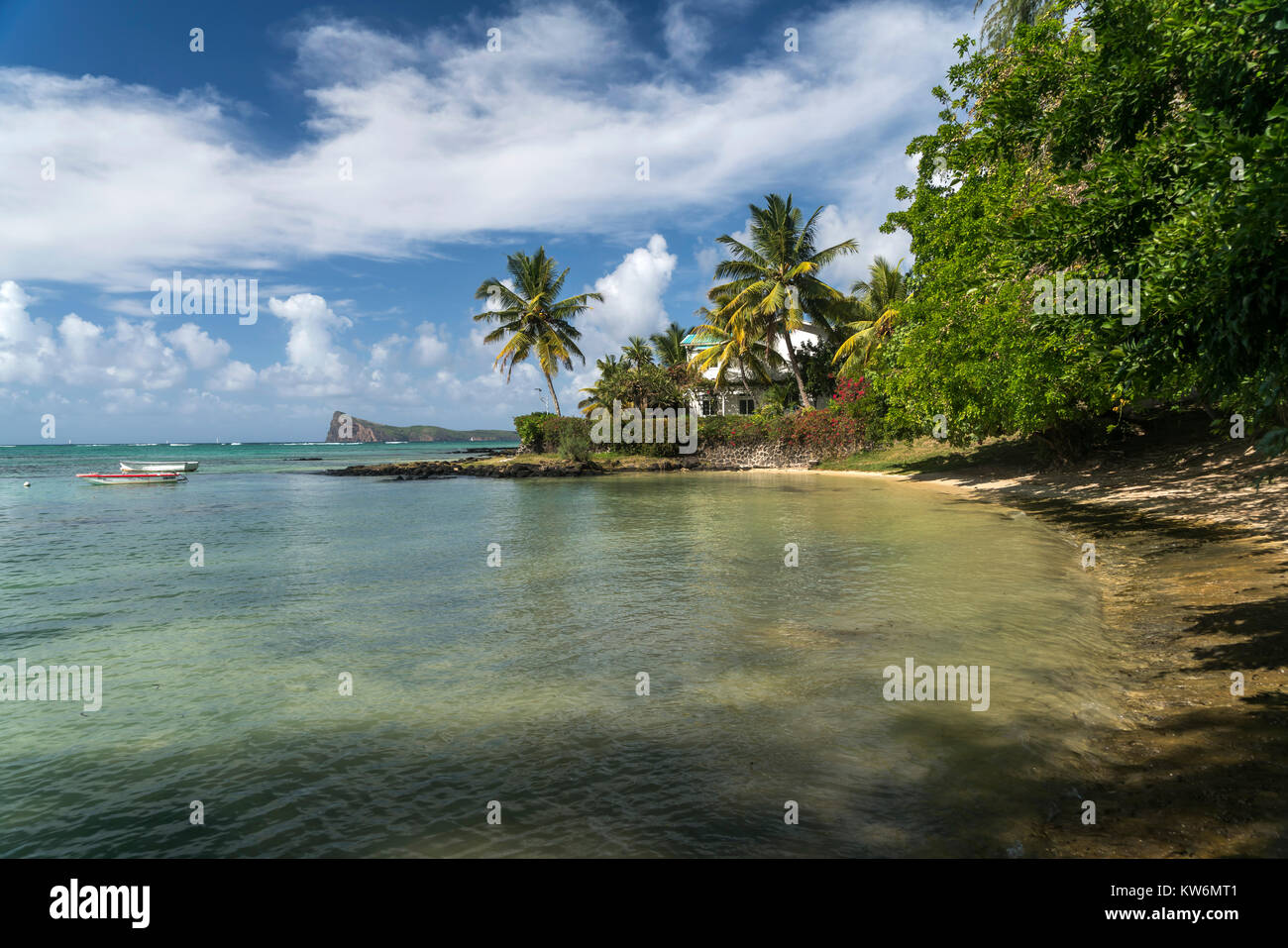 Bain Boeuf plage publique und die Insel Coin de Mire, Cap Malheureux ...