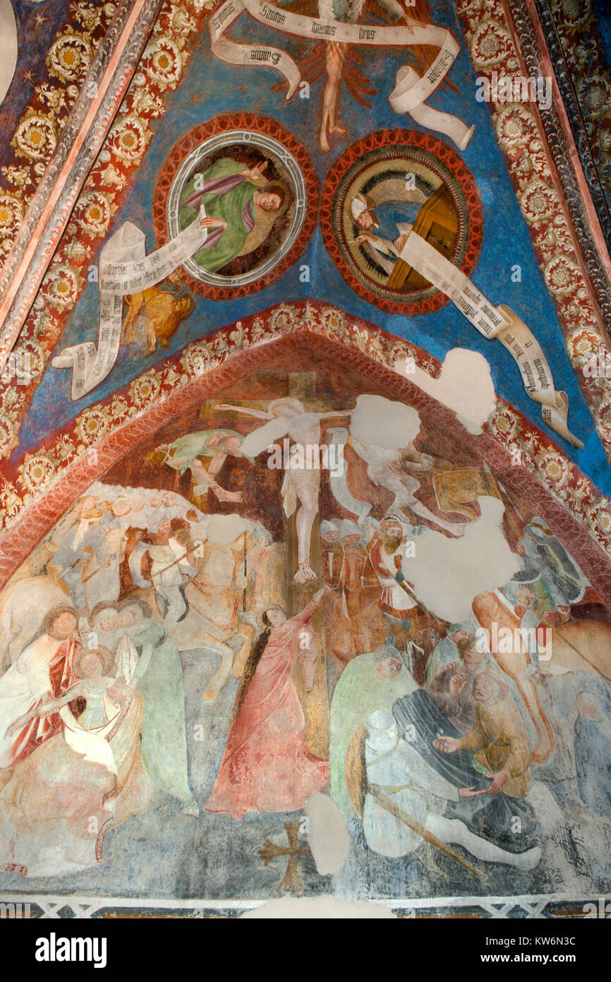 L'Italie, Trentin-Haut-Adige, Termeno, St James's Church contient l'un des plus anciens ensemble de fresques dans la sprachraum allemand. Banque D'Images