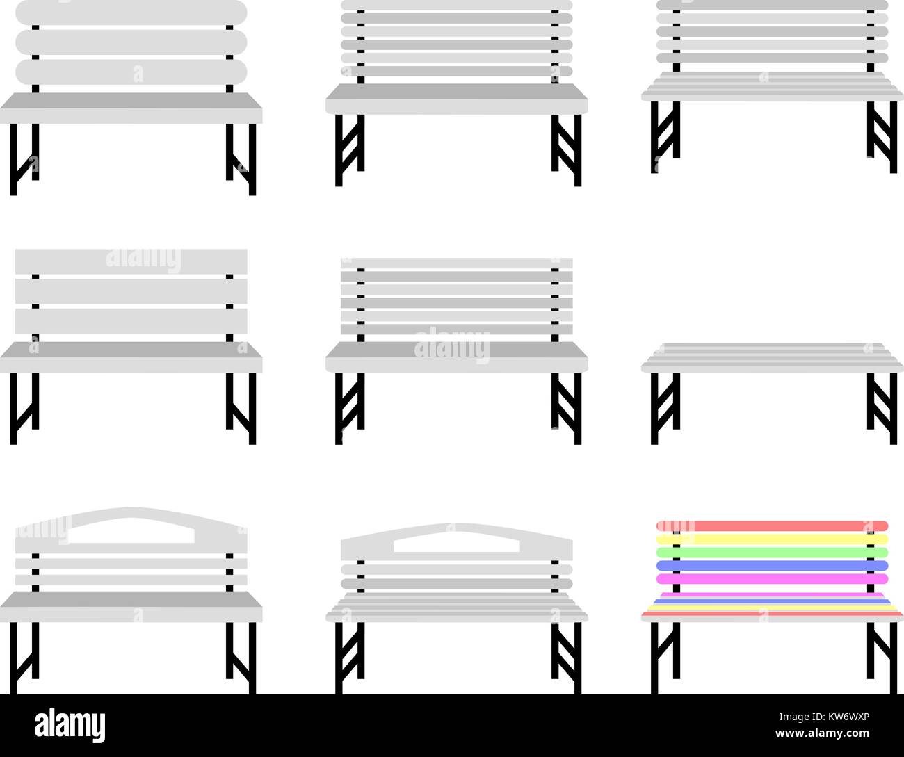 Image vectorielle d'un banc de jardin en différentes versions Illustration de Vecteur