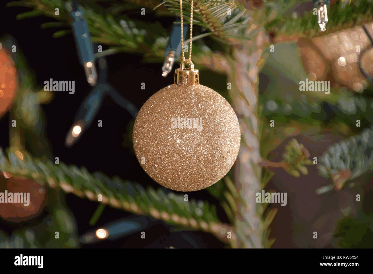Composition de Noël lumineuse floue avec des boules de Noël. Noël arrière-plan Banque D'Images