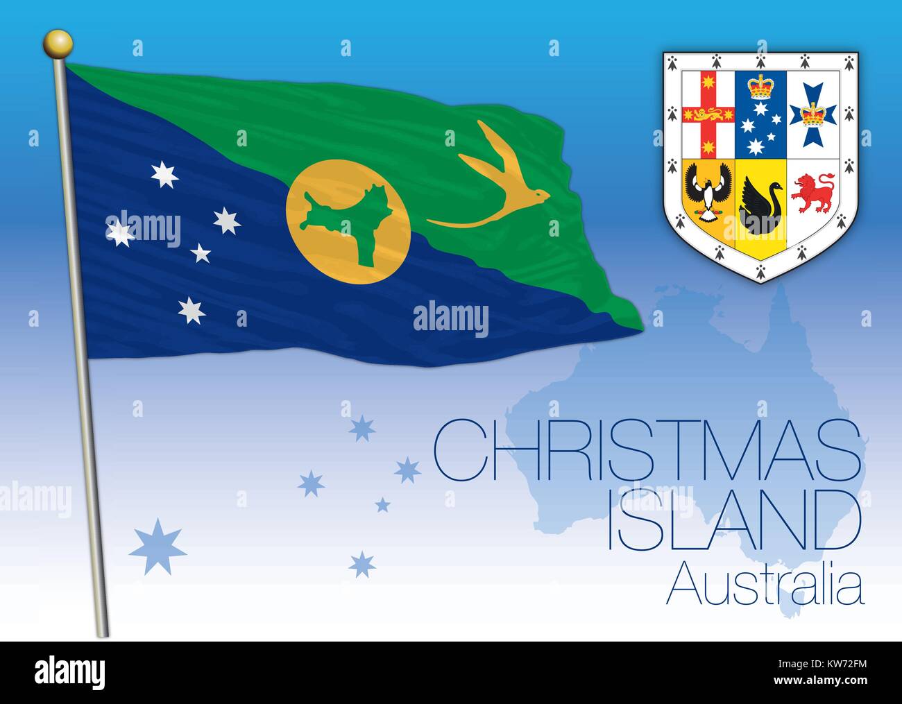 L'île de Noël, d'un drapeau de l'état et territoire, l'Australie Illustration de Vecteur