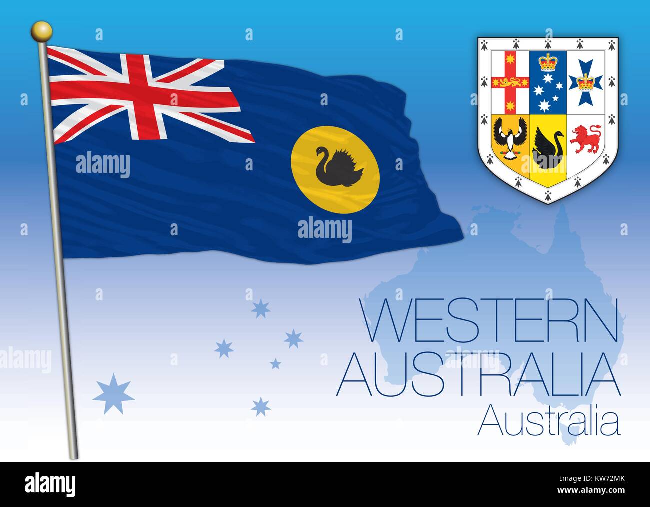 L'ouest de l'Australie, d'un drapeau de l'état et territoire, l'Australie Illustration de Vecteur