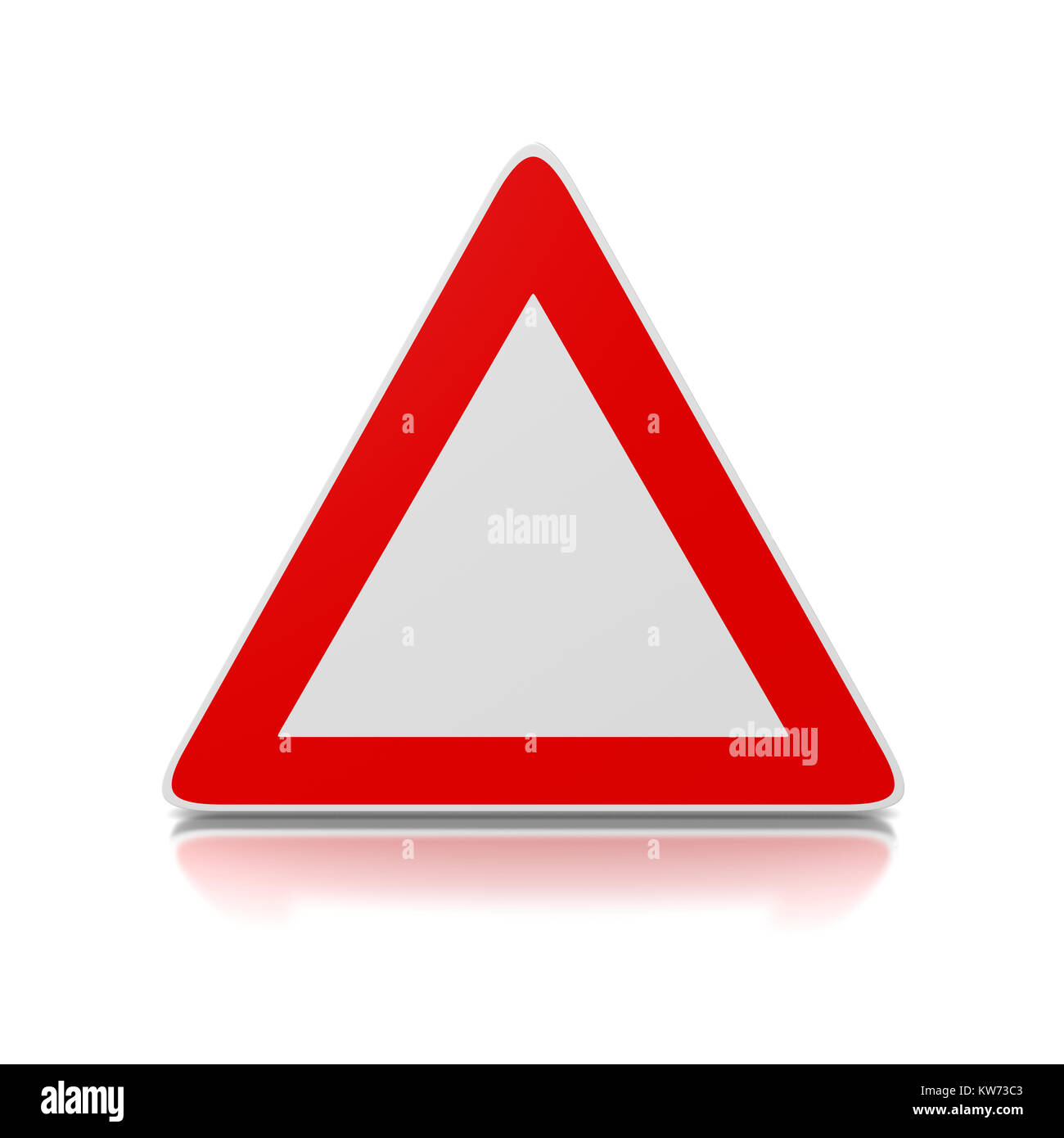 Triangle blanc rouge et blanc signe de route sur fond blanc 3D Illustration Banque D'Images