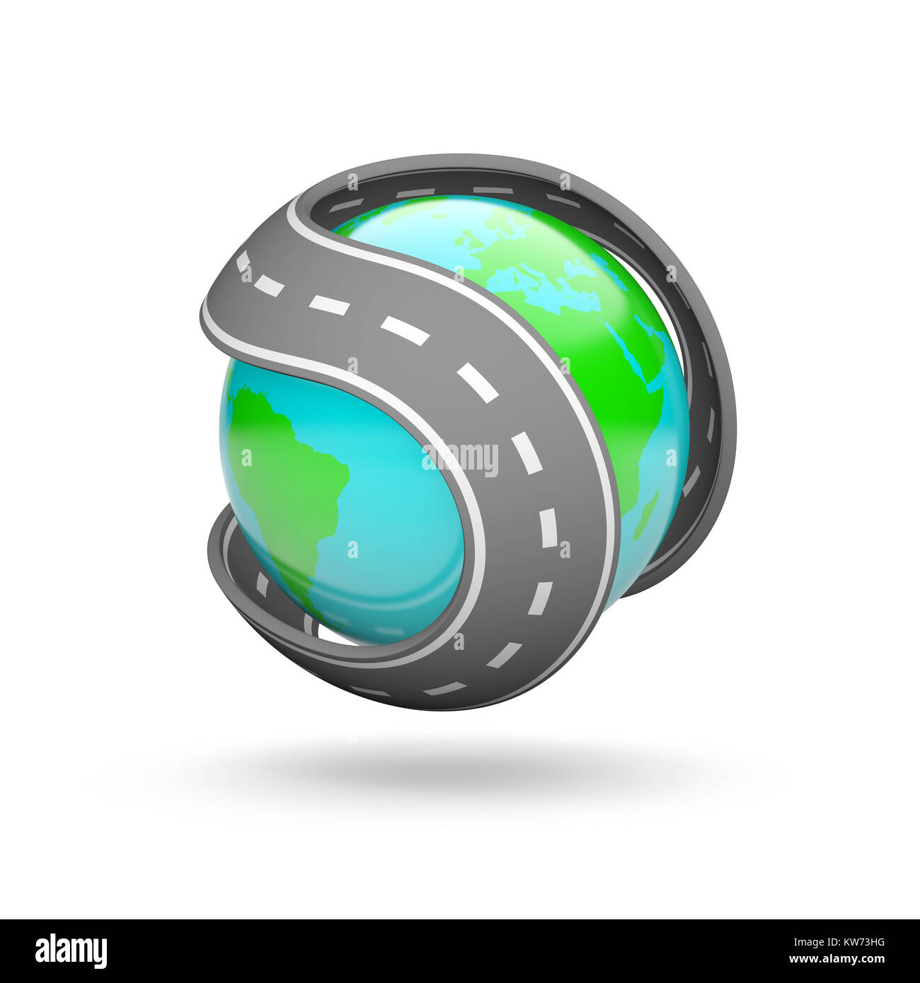 Route courbe autour de la terre 3D Illustration sur fond blanc Banque D'Images