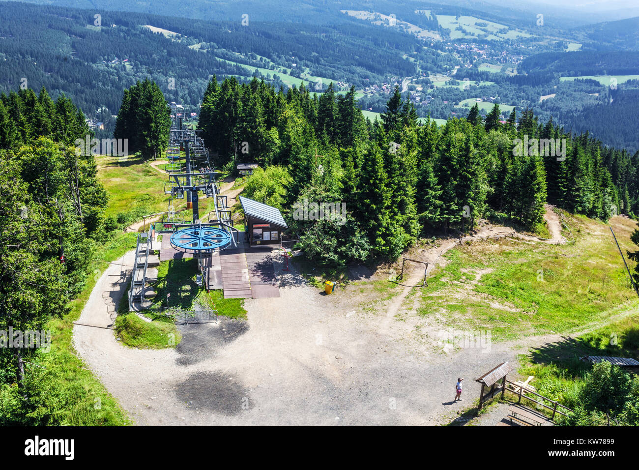 Parc national de Sumava, République tchèque, vue aérienne de la montagne Spicak Banque D'Images