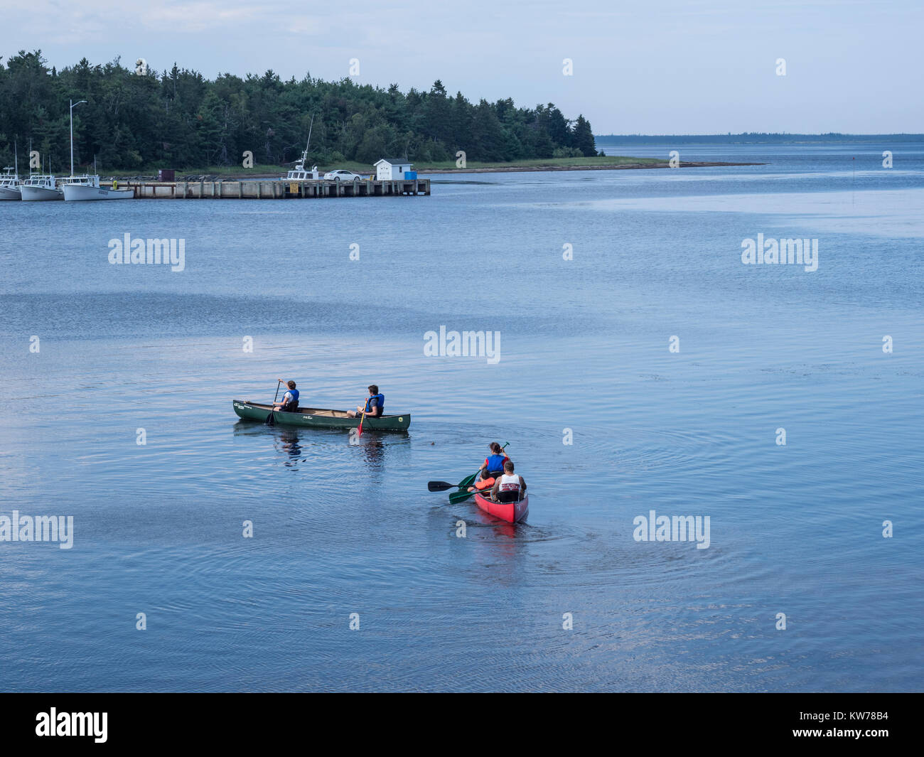 Canoë sur la rivière de Ryans, rivière Kouchibouguac, parc national Kouchibouguac, au Nouveau-Brunswick, Canada. Banque D'Images