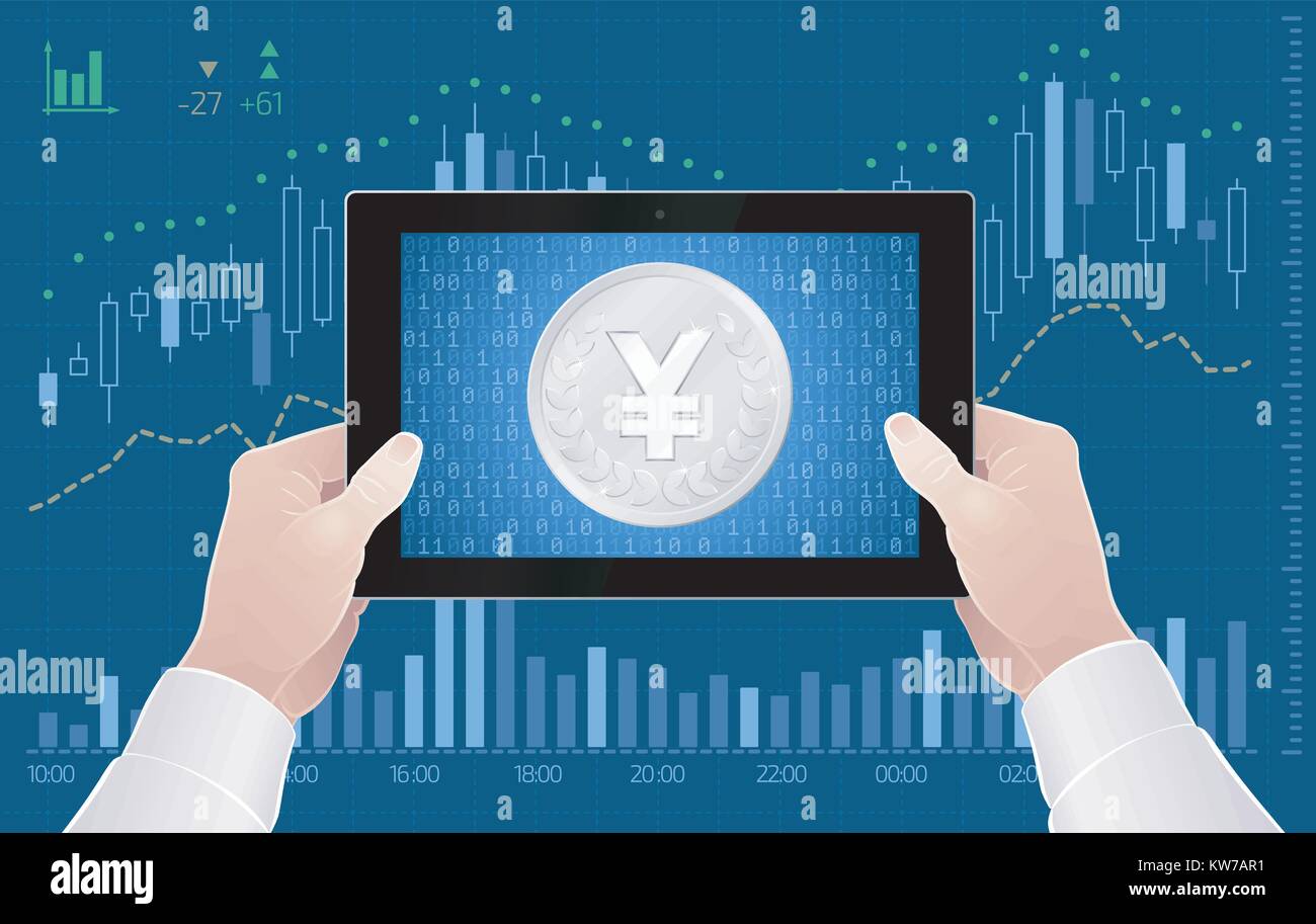Le trading en ligne de devises Yen japonais à la Bourse Illustration de Vecteur