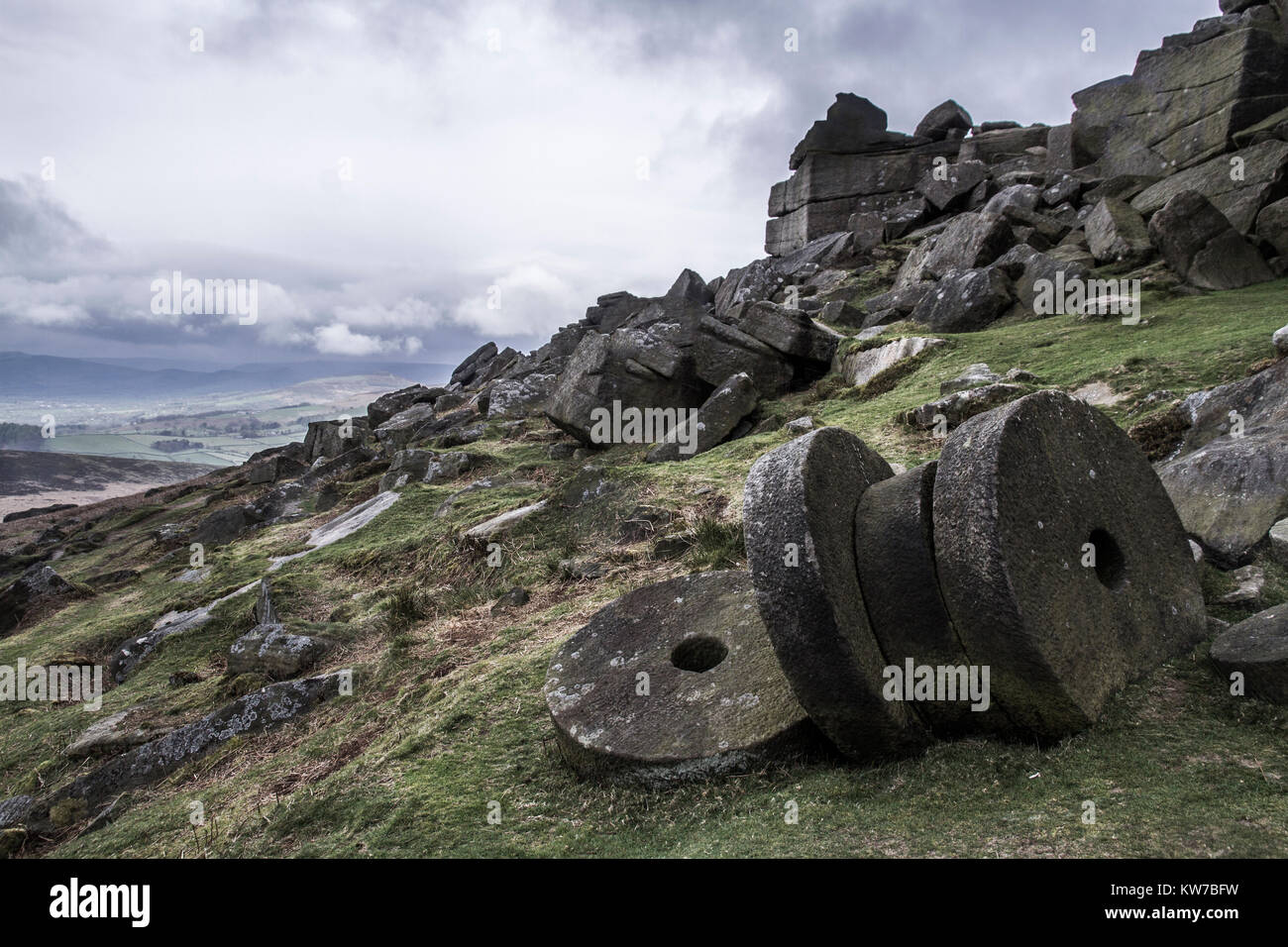 Stanage Edge meules Banque D'Images