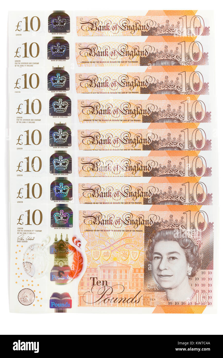 Notes de dix livres britanniques Banque D'Images