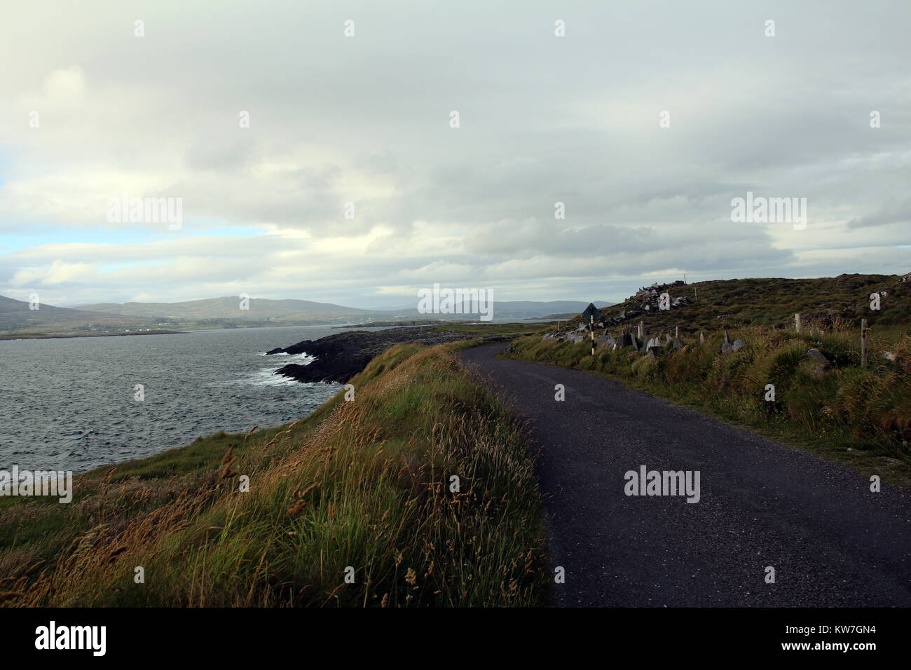 Une matinée brumeuse surplombant la mer d'Irlande Banque D'Images