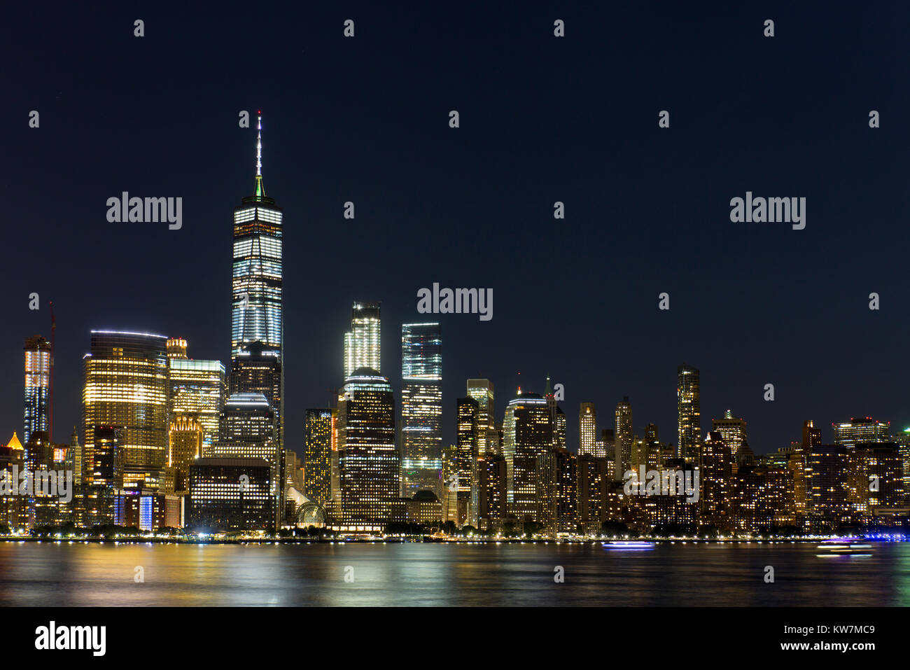 Lower Manhattan Skyline at night, NEW YORK, USA Banque D'Images