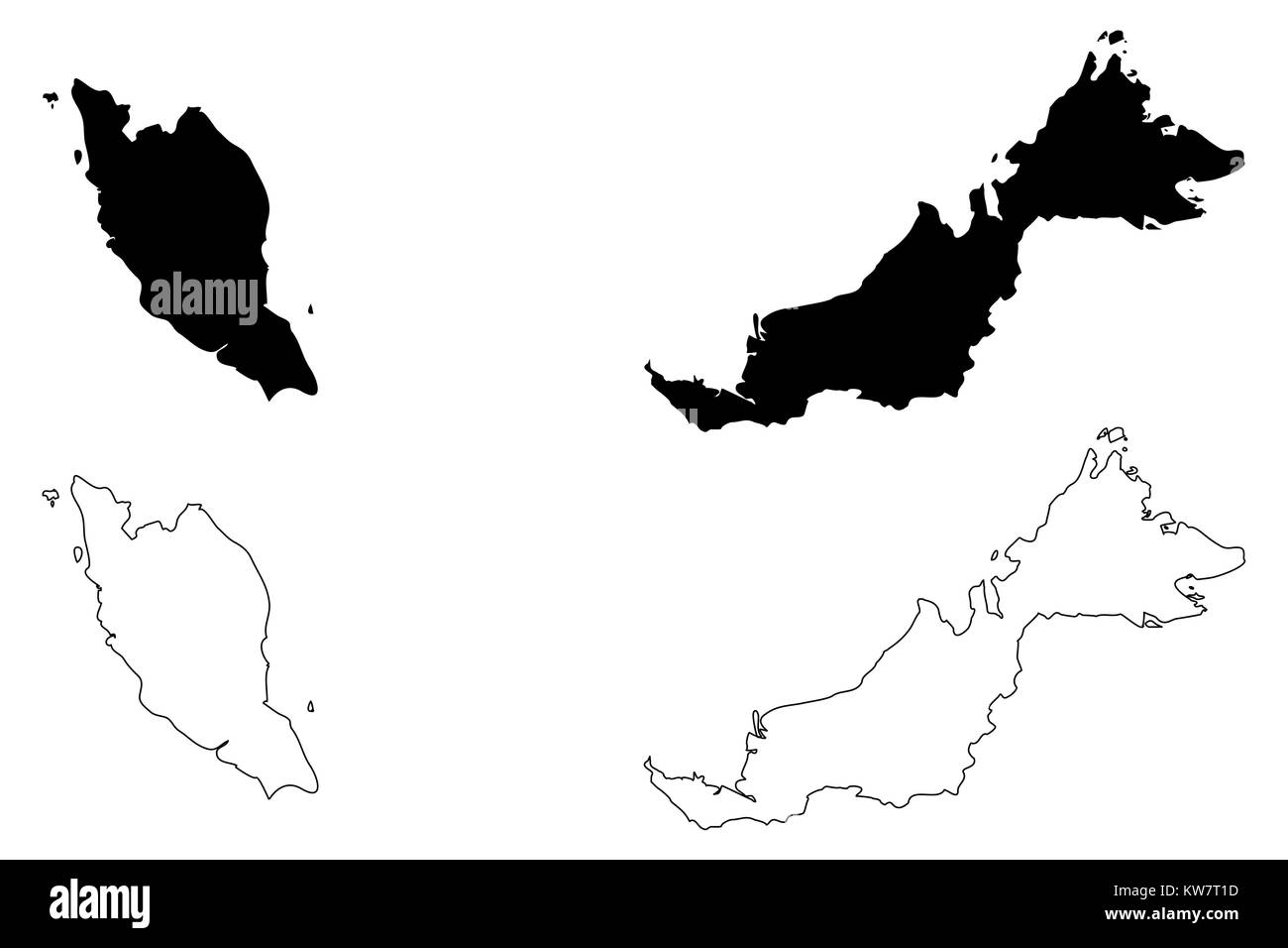 La Malaisie map vector illustration gribouillage, croquis Malaisie Illustration de Vecteur