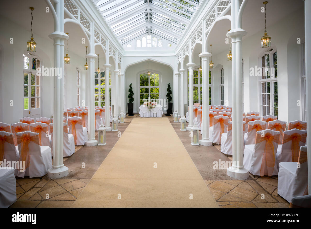 Dans la jolie salle de mariage St Audries Park West Quantoxhead, Taunton, Somerset, Banque D'Images