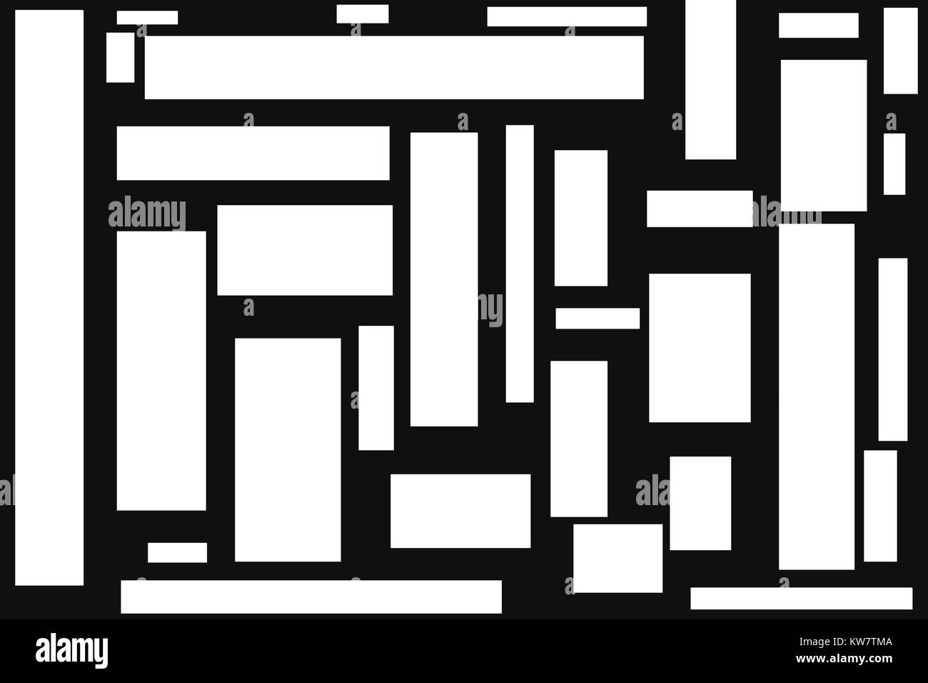 Rectangles blancs de différentes tailles - Fond noir Banque D'Images
