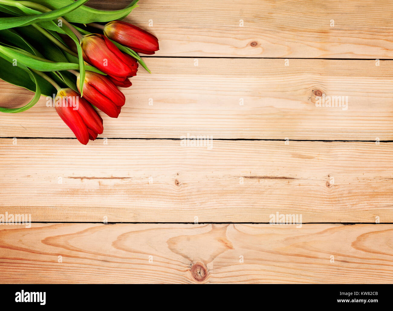 Vintage fond de bois avec fleurs tulipes Banque D'Images