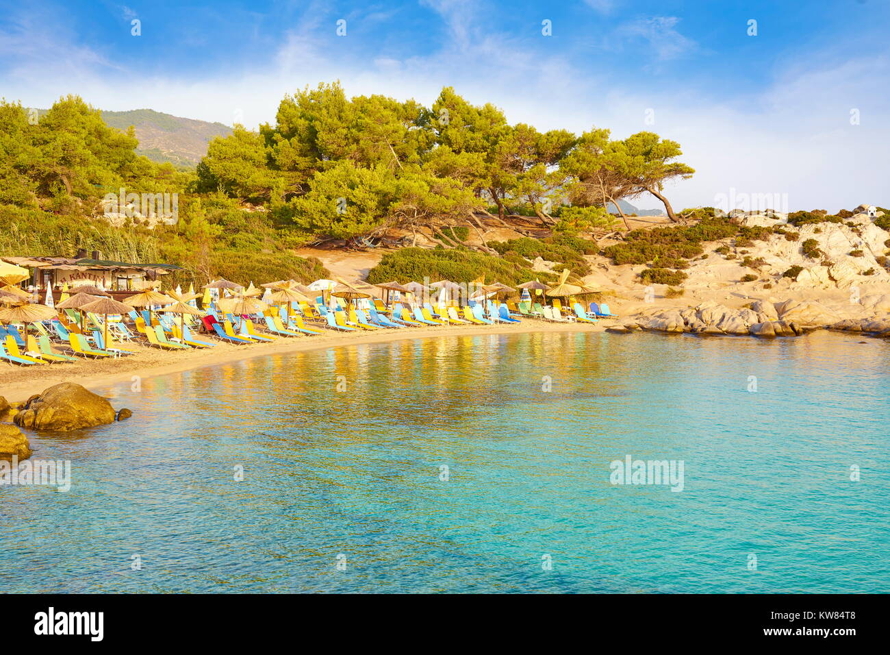 Orange Beach, Chalkidiki ou Halkidiki, Grèce Banque D'Images