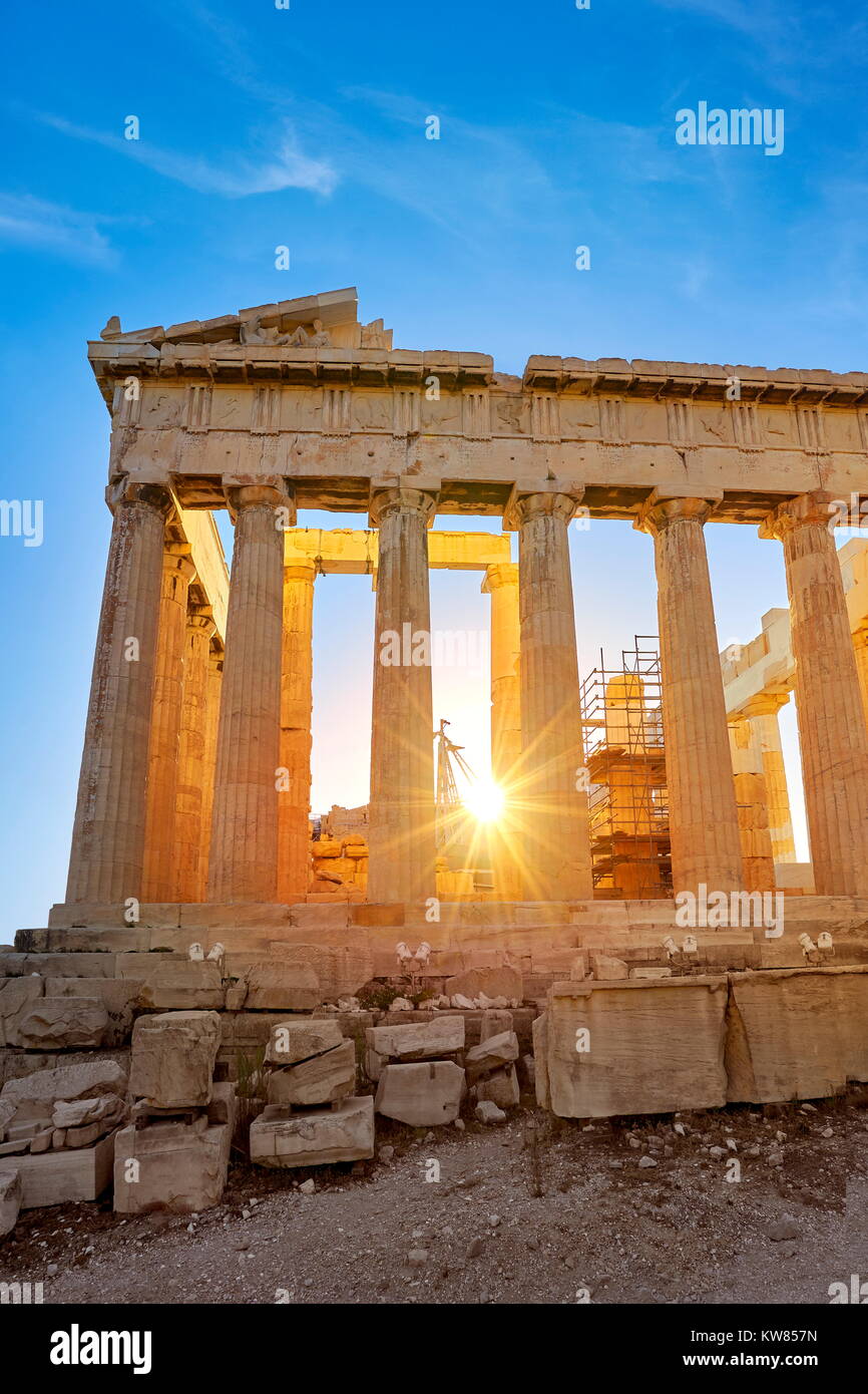 L'heure du coucher du soleil à Parthénon, Acropole, Athènes, Grèce Photo  Stock - Alamy