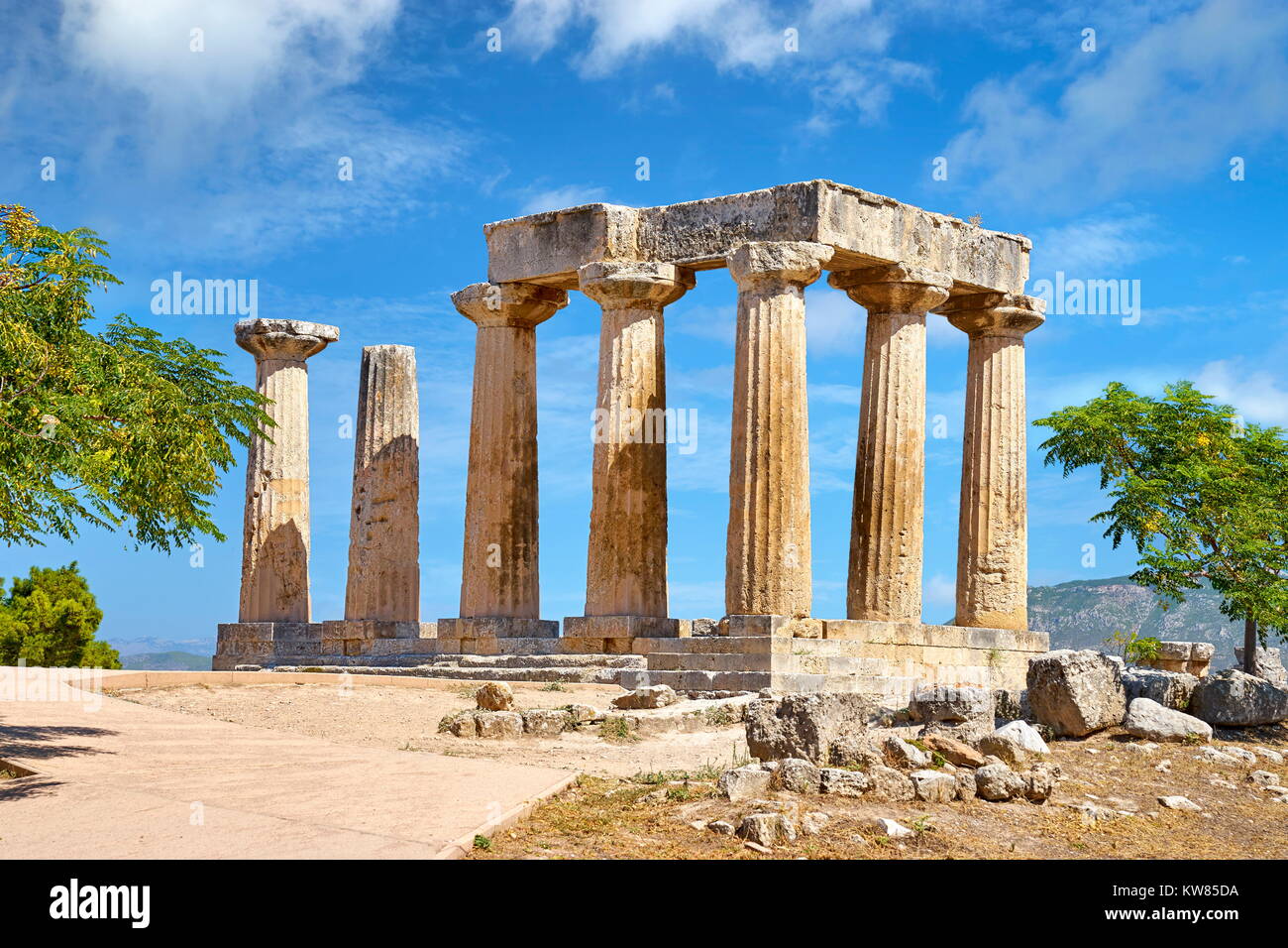 Le Temple d'Apollon, l'ancienne Corinthe, Grèce Banque D'Images