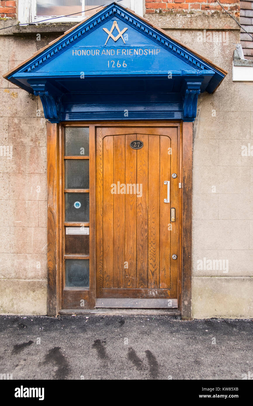 La porte avant l'Blandord Dorset UK Forum Francs-maçons Banque D'Images