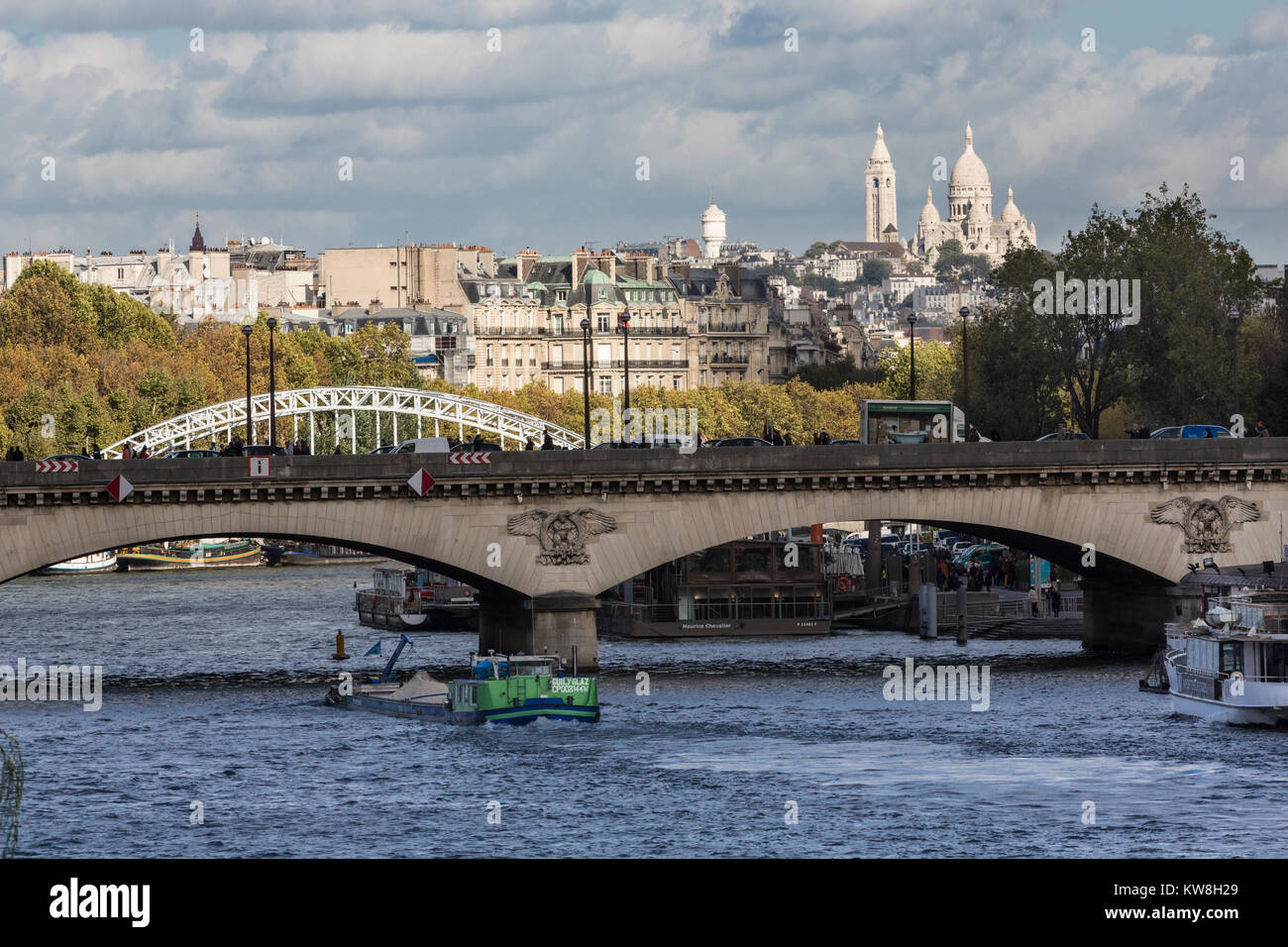 Pont d'Iena, Seine, Sacré, Cueor Montartre, Paris, France Banque D'Images