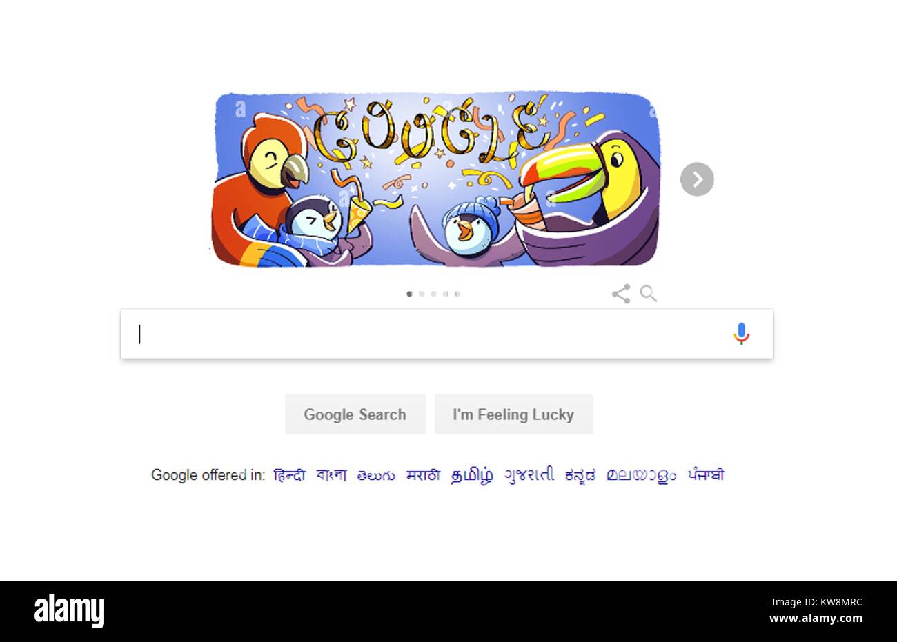 Allahabad, Uttar Pradesh, Inde. 31 Dec, 2017. Allahabad : Google a changé son doodle à la veille du Nouvel an 2018 à Allahabad. Credit : Prabhat Kumar Verma/ZUMA/Alamy Fil Live News Banque D'Images