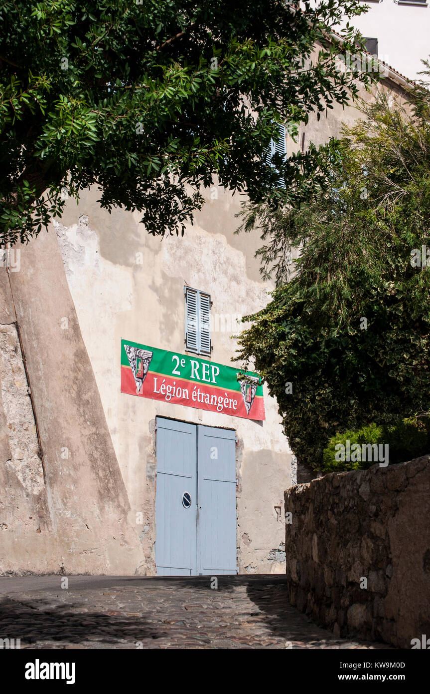 Corse : le quartier général de la légion étrangère, corps d'élite militaire historique de l'armée française fondée en 1831, dans la citadelle de Calvi Banque D'Images