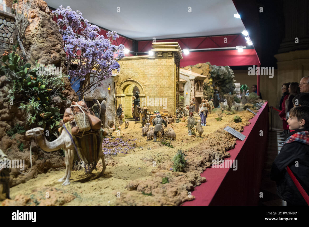 Crèche de Noël à l'intérieur de la cathédrale de Malaga, Andalousie, espagne. Banque D'Images