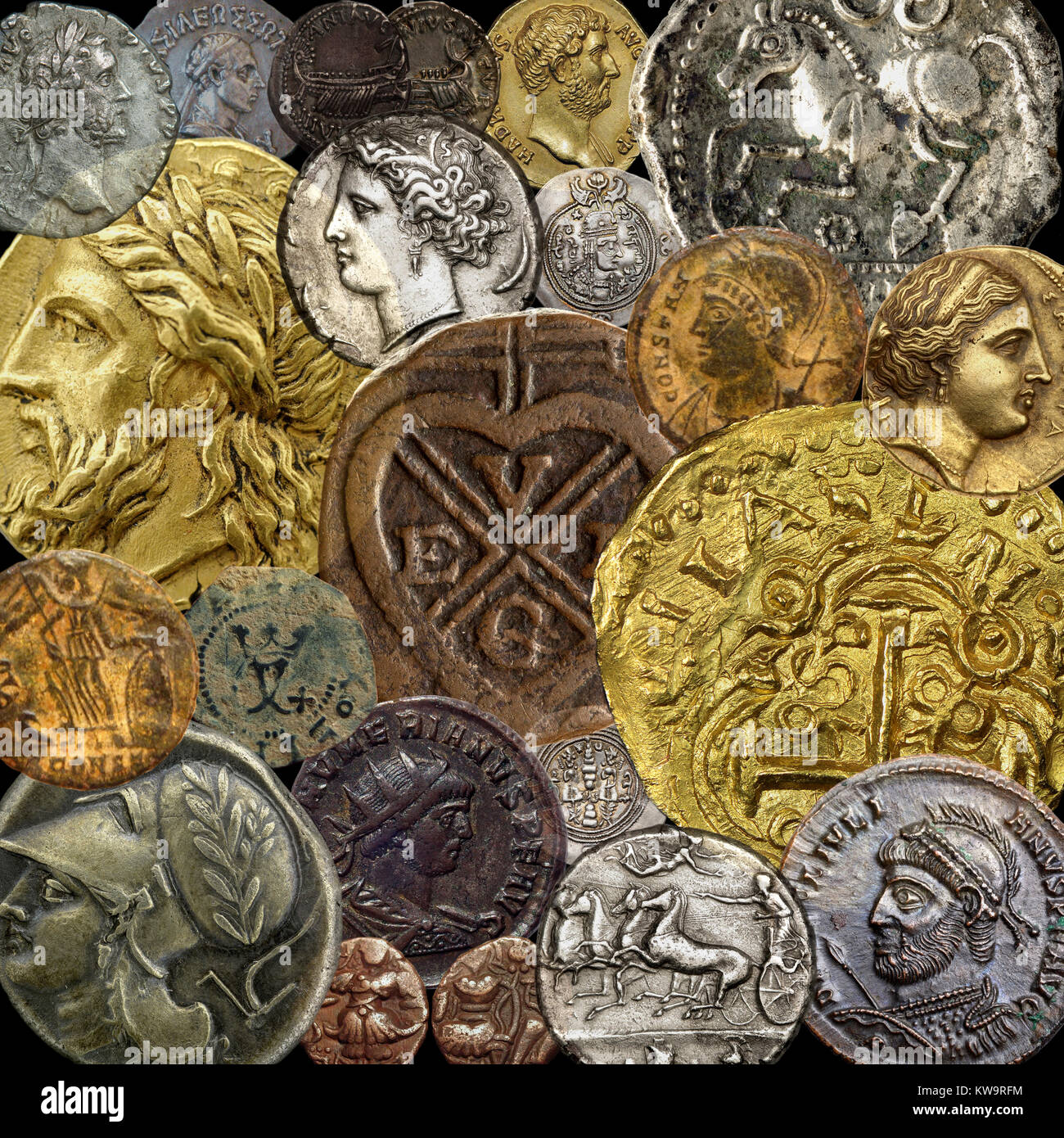 Pièces de monnaies antiques Banque D'Images