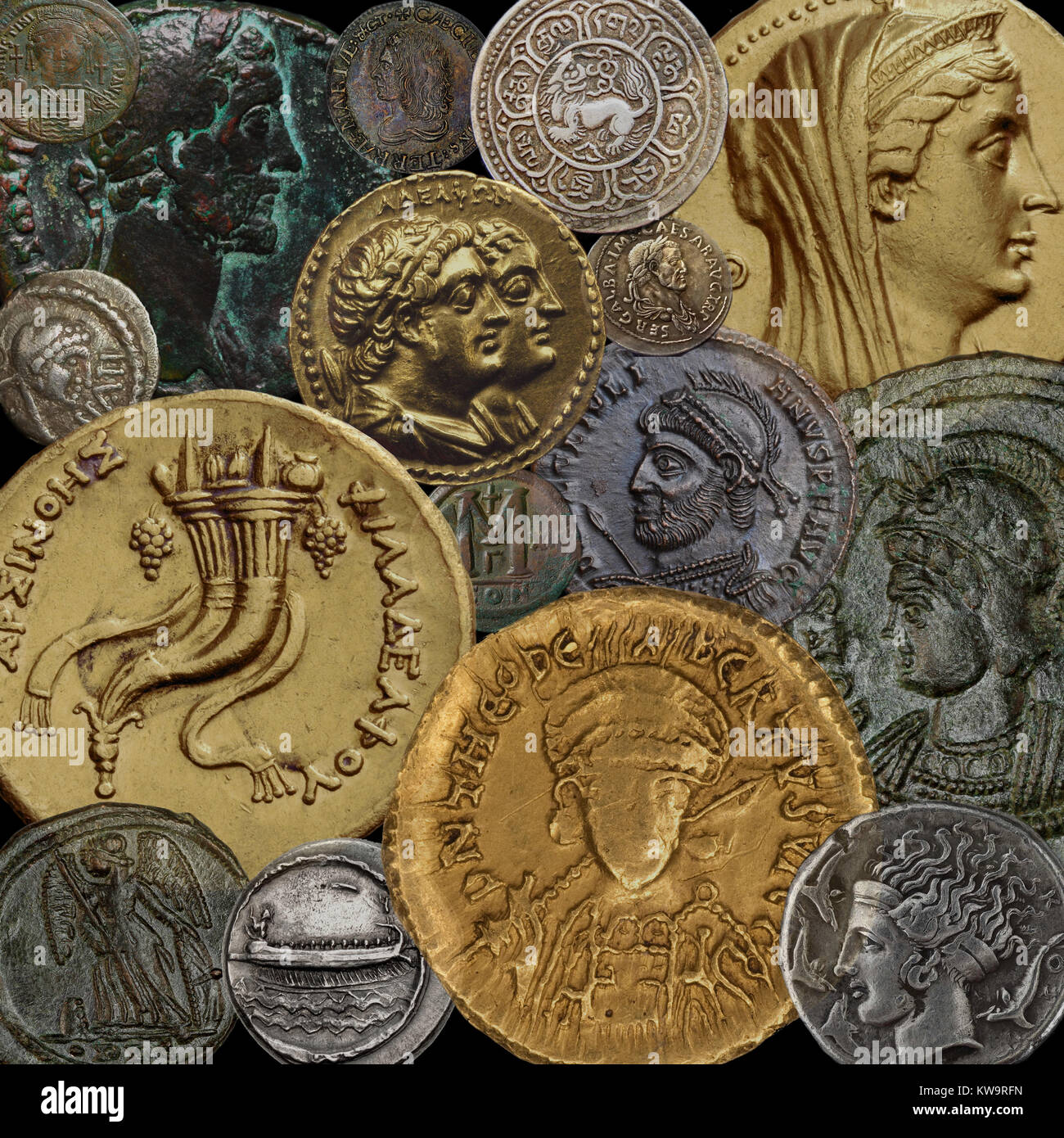 Pièces de monnaie antiques Banque D'Images