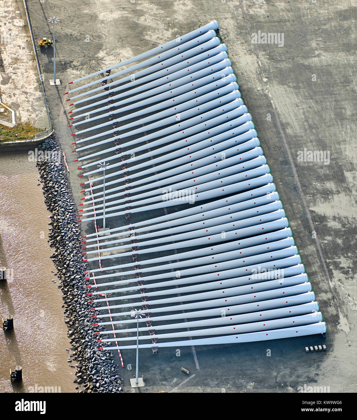 Les aubes de turbine éolienne Siemens à Hull, l'usine du nord de l'Angleterre, Royaume-Uni Banque D'Images