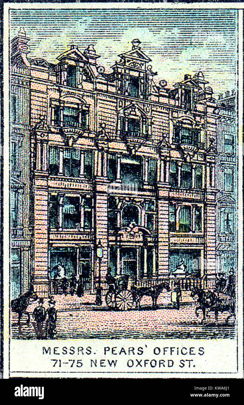 Les bureaux du savon Pears (HQ) 71-75 New Oxford Street, London, UK dans les premiers temps. (Andrew Poires inventeur du premier savon transparent) Banque D'Images