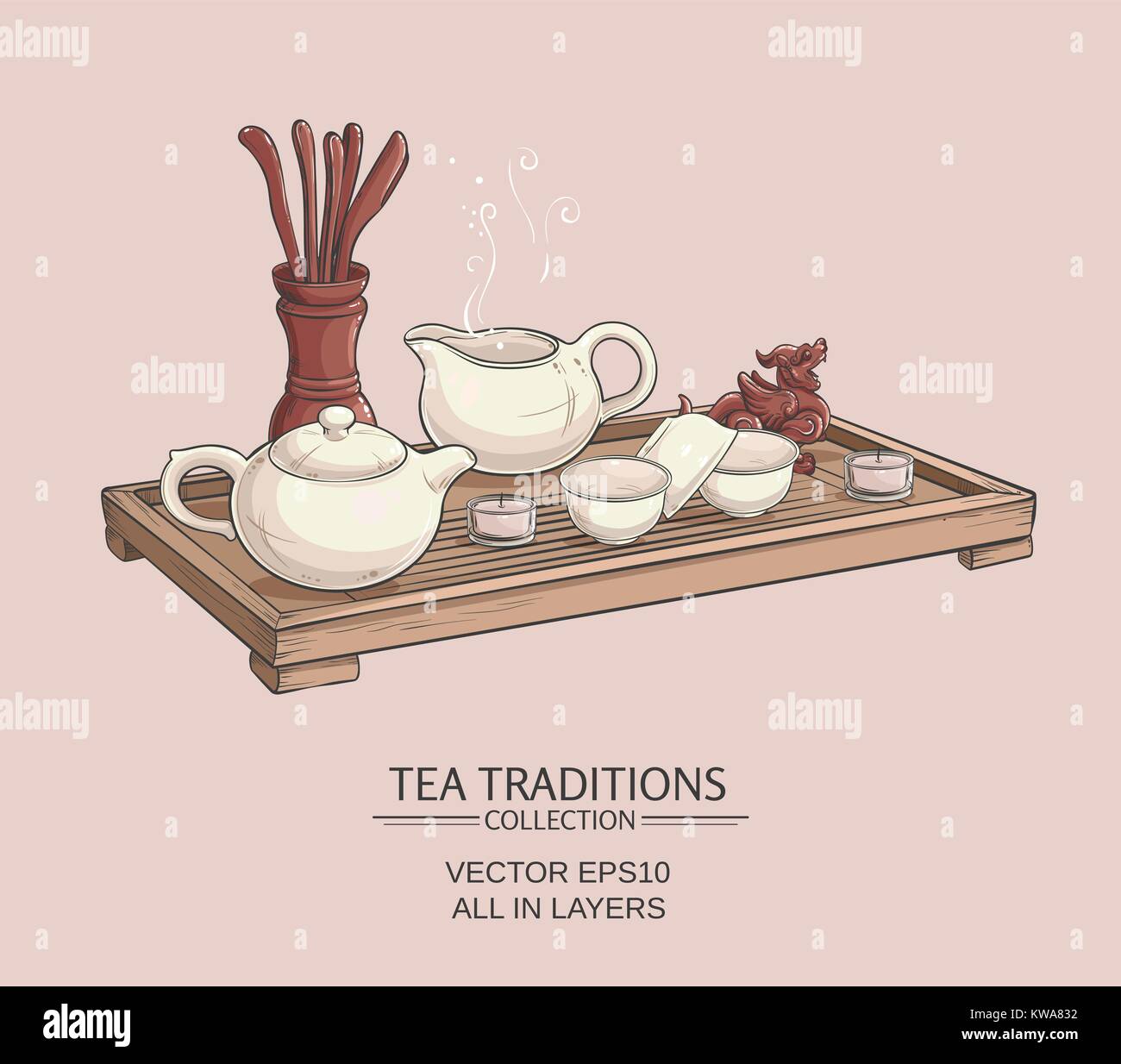 Illustration avec cérémonie du thé Illustration de Vecteur