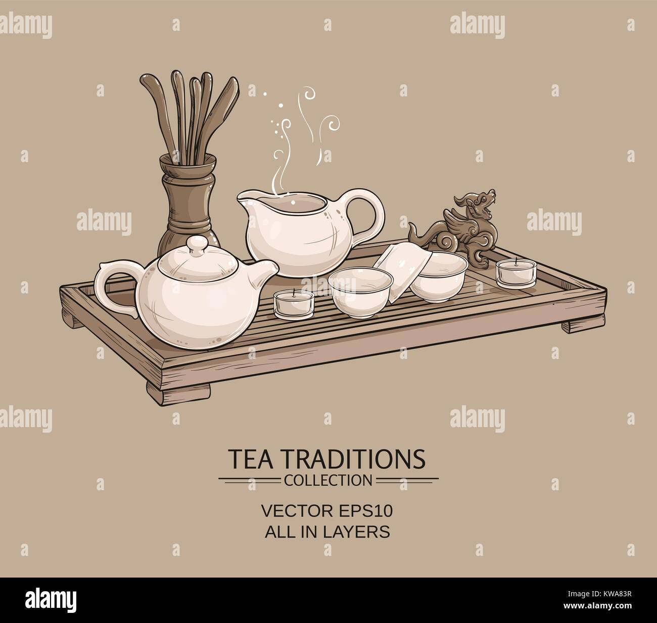 cérémonie du thé Illustration de Vecteur