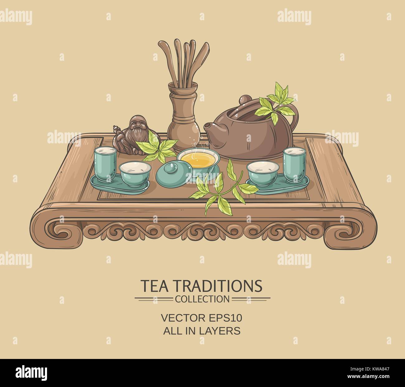 Cérémonie du thé Illustration de Vecteur