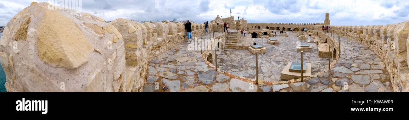 Une vue sur la forteresse vénitienne, le port fort, port vénitien, Héraklion, Rethymnon, Crète, Grèce, Europe, Héraklion, Crète, Grèce, Europe, GRC, tra Banque D'Images