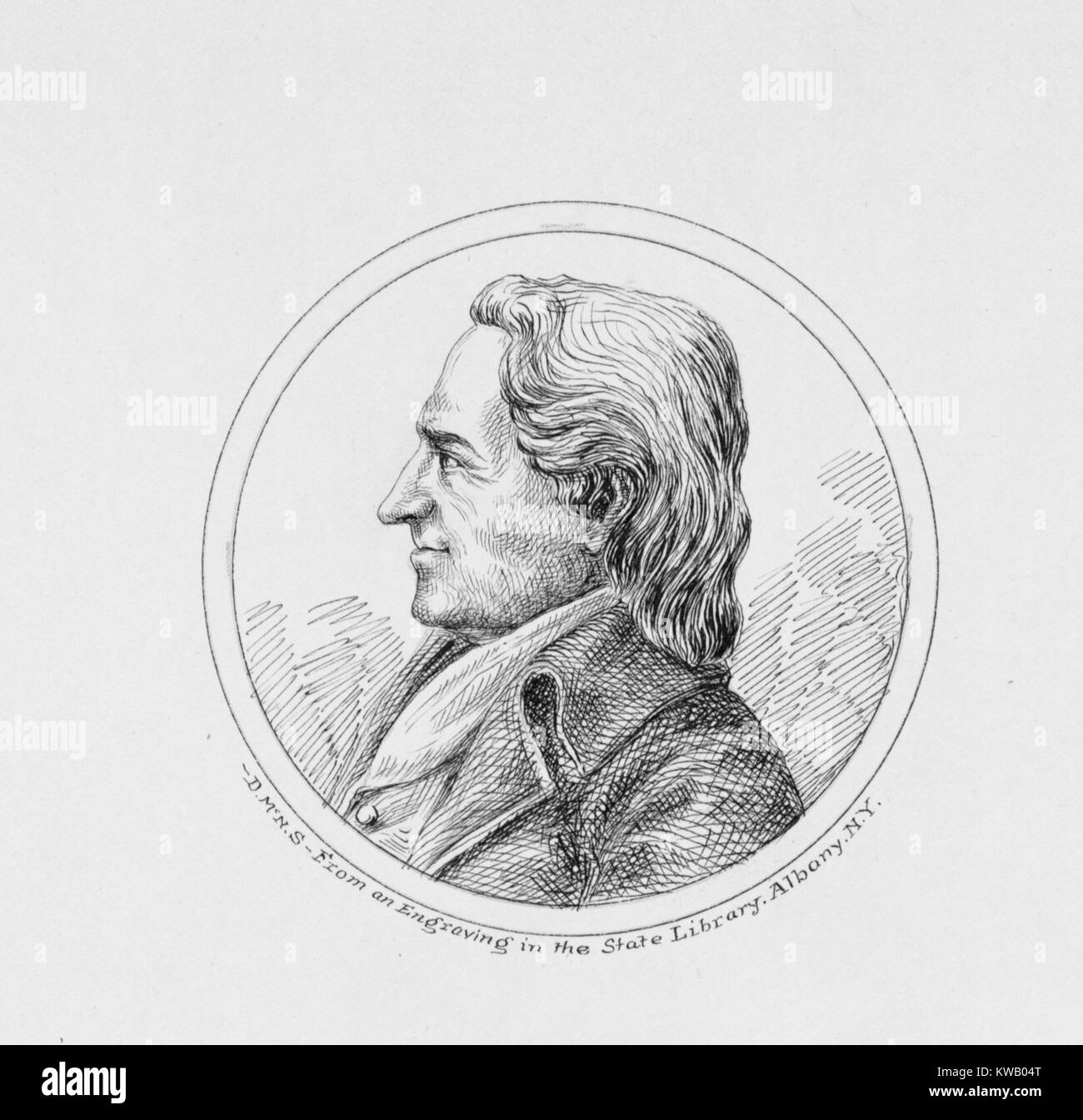 Portrait gravé d'Esdras L'Hommedieu, avocat et délégué au Congrès continental qui a occupé diverses fonctions politiques à New York, 1836. À partir de la Bibliothèque publique de New York. Banque D'Images