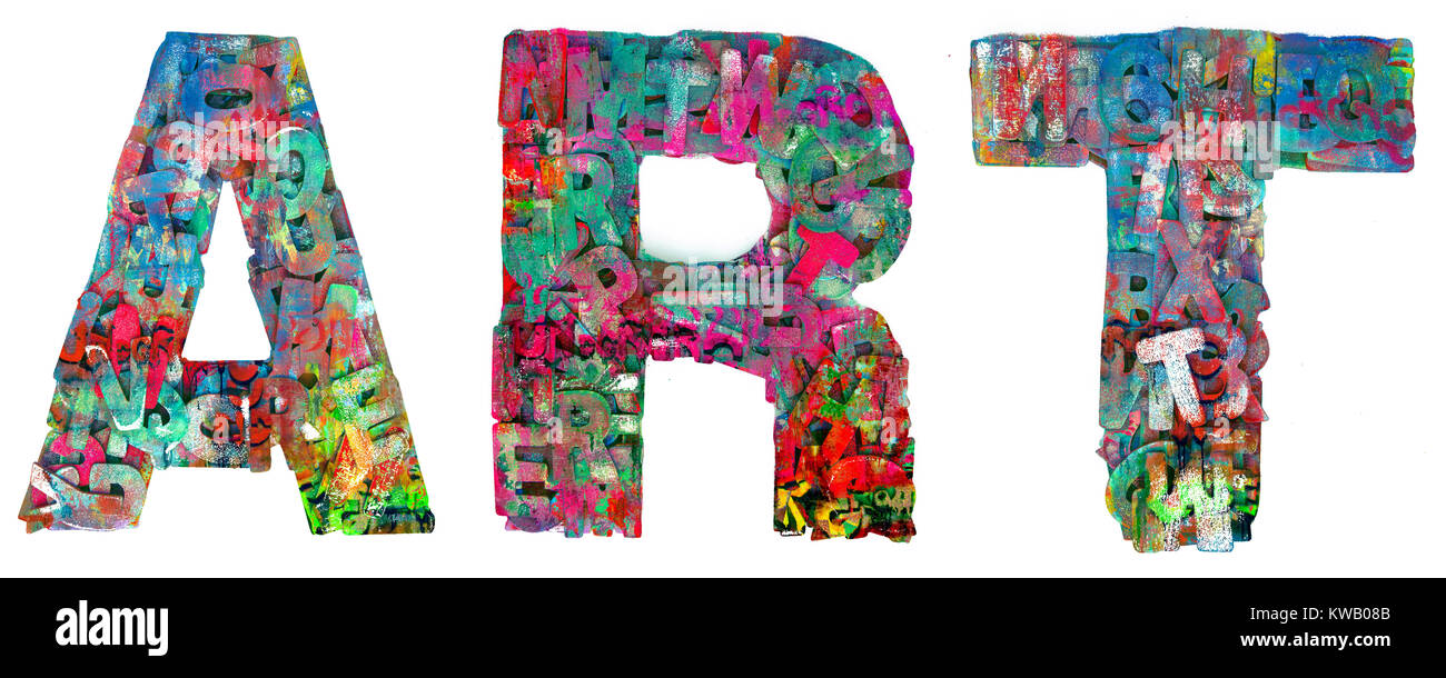 Le mot Art fait à partir de plein de petites lettres en bois Photo Stock Alamy