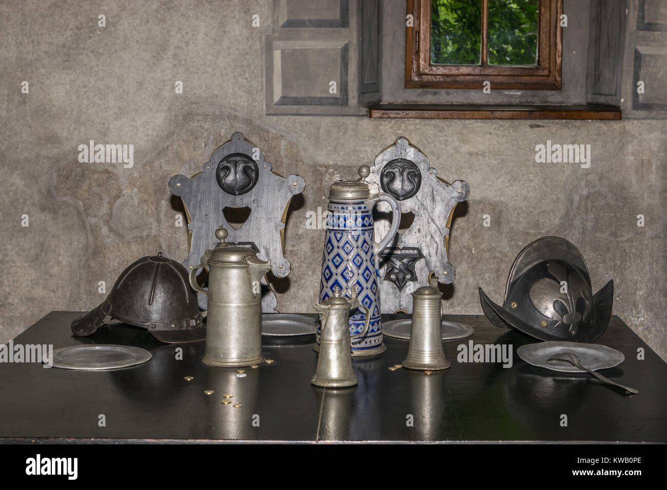 Table à manger des soldats du château Banque D'Images