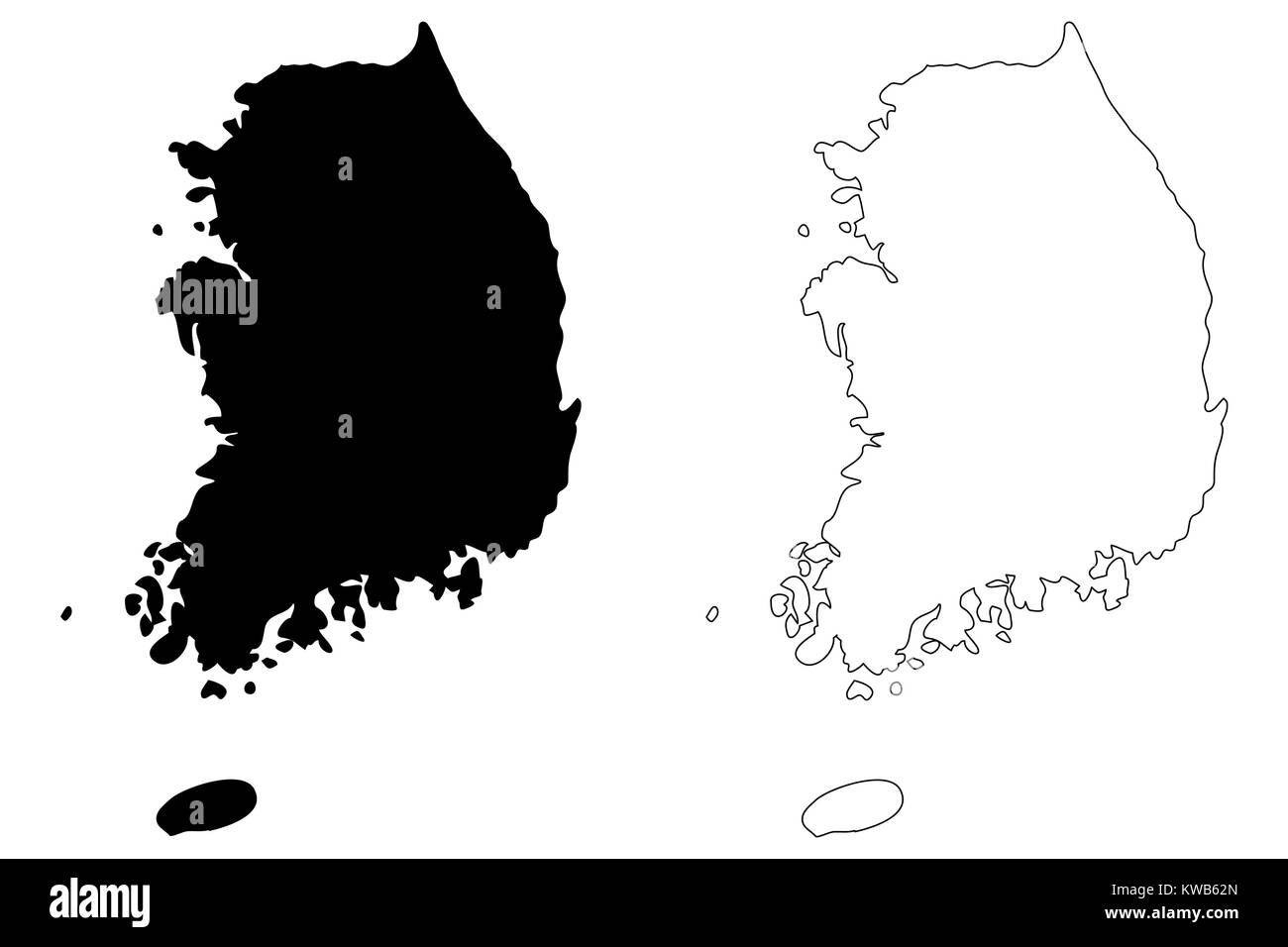 Carte de la Corée du Sud, d'illustration vectorielle scribble sketch République de Corée,(ROK) Illustration de Vecteur